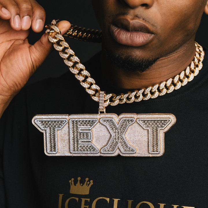 Custom VVS Baguette Neon Font Pendant - ICECLIQUE JEWELRY