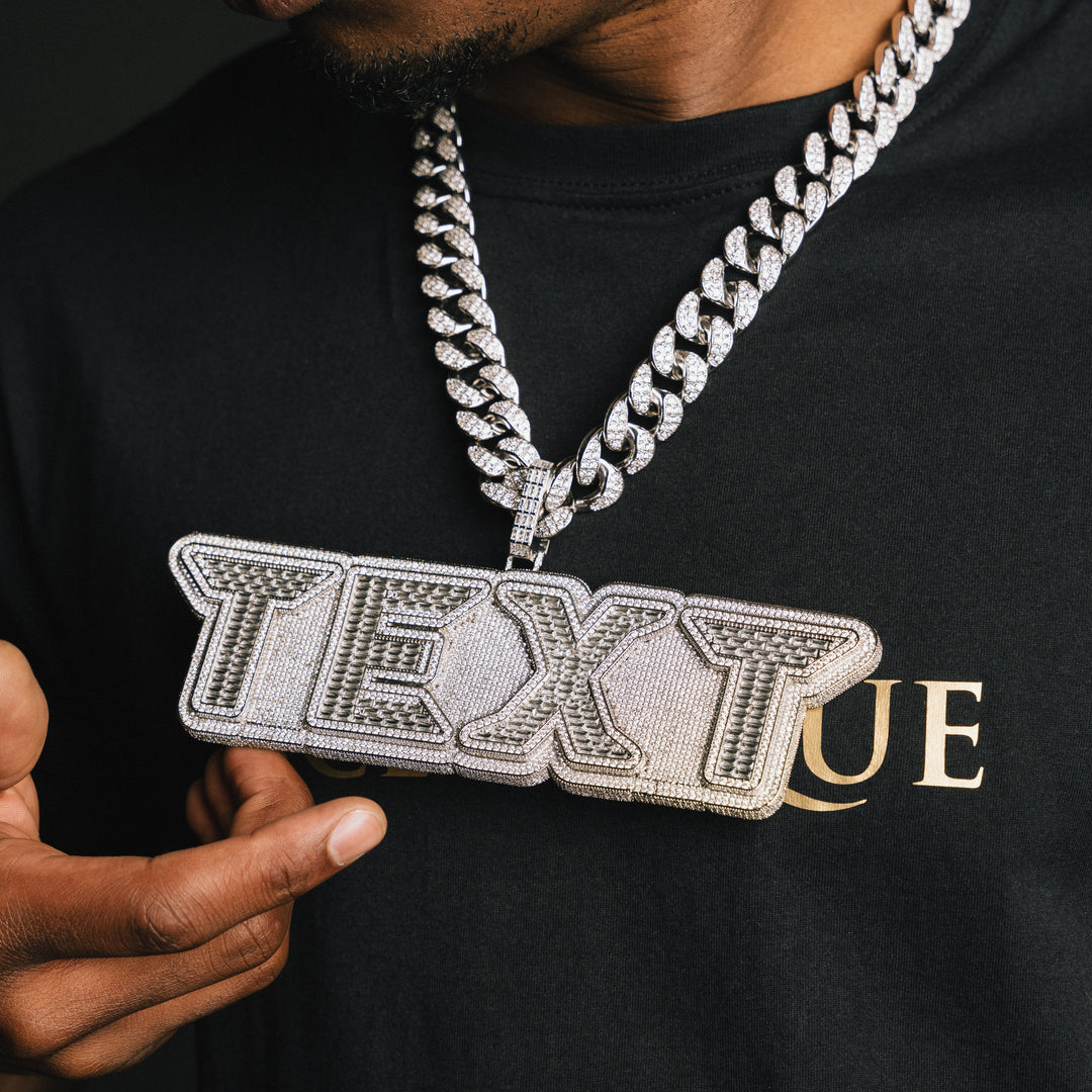 Custom VVS Baguette Neon Font Pendant - ICECLIQUE JEWELRY