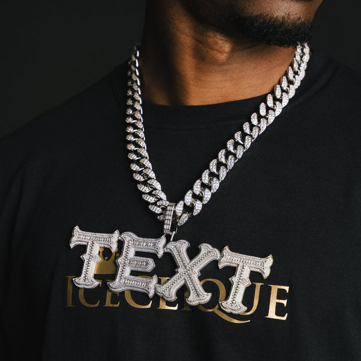 Custom Edgy Baguette Letter Pendant - ICECLIQUE JEWELRY