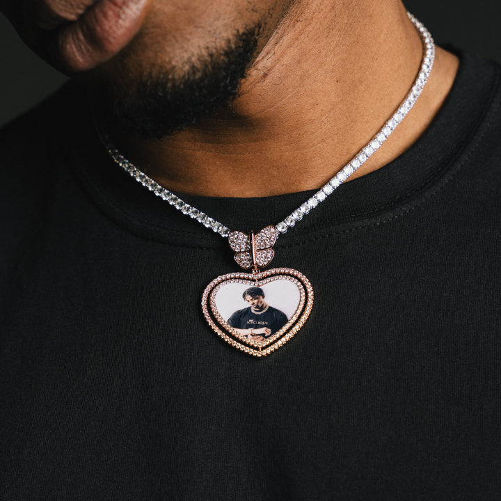 Butterfly Heart Custom Photo Pendant - ICECLIQUE JEWELRY