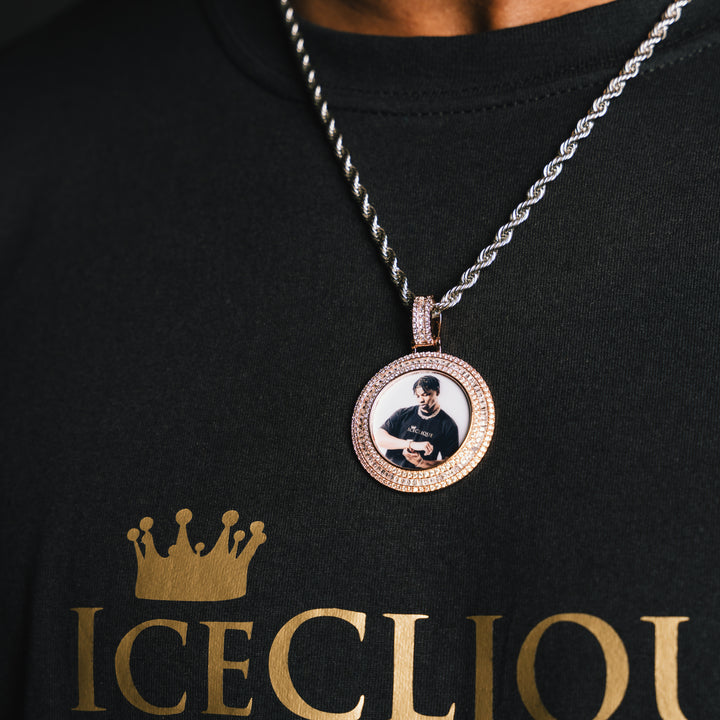 Round Baguette Custom Photo Pendant - ICECLIQUE JEWELRY