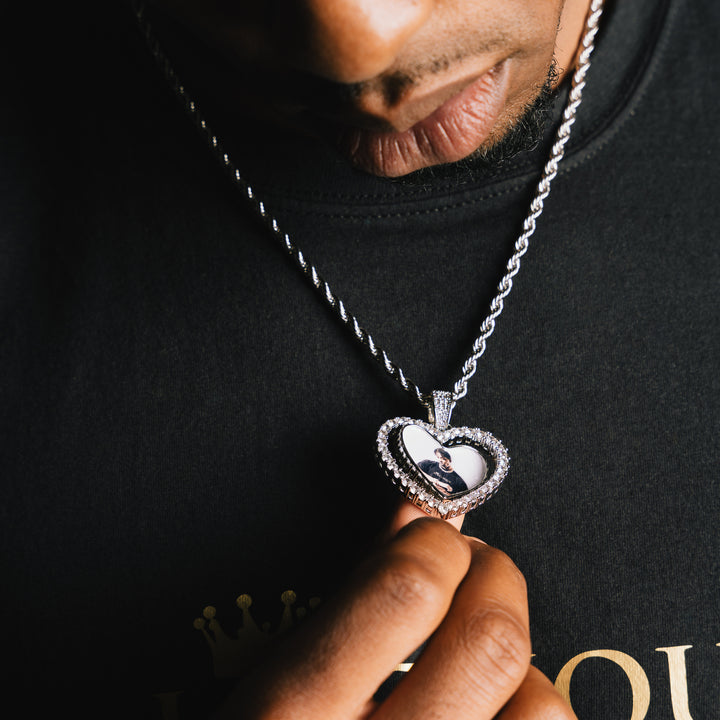Rotating Heart Custom Photo Pendant - ICECLIQUE JEWELRY