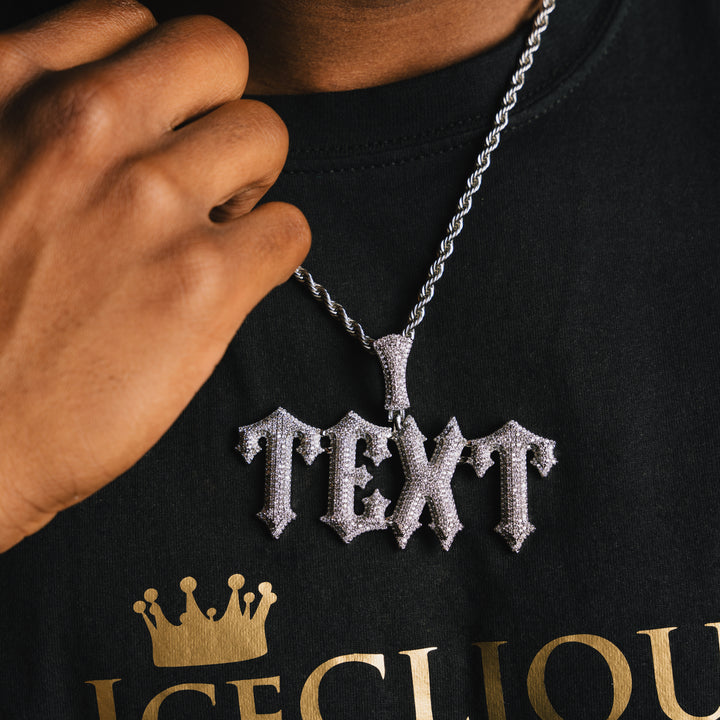 Custom Gothic Font Pendant - ICECLIQUE JEWELRY