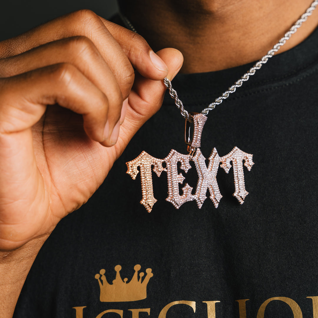 Custom Gothic Font Pendant - ICECLIQUE JEWELRY