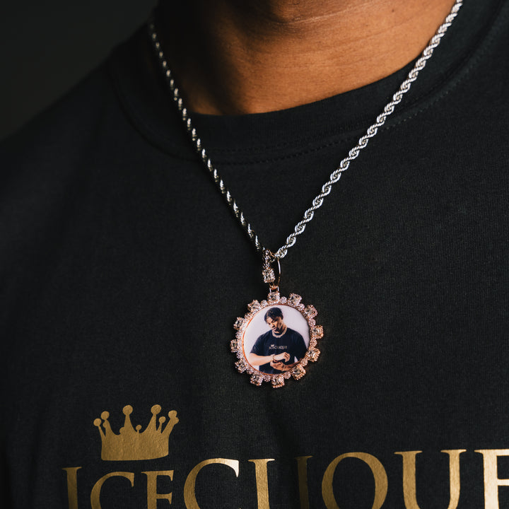 Baguette Gear Shaped Custom Photo Pendant - ICECLIQUE JEWELRY