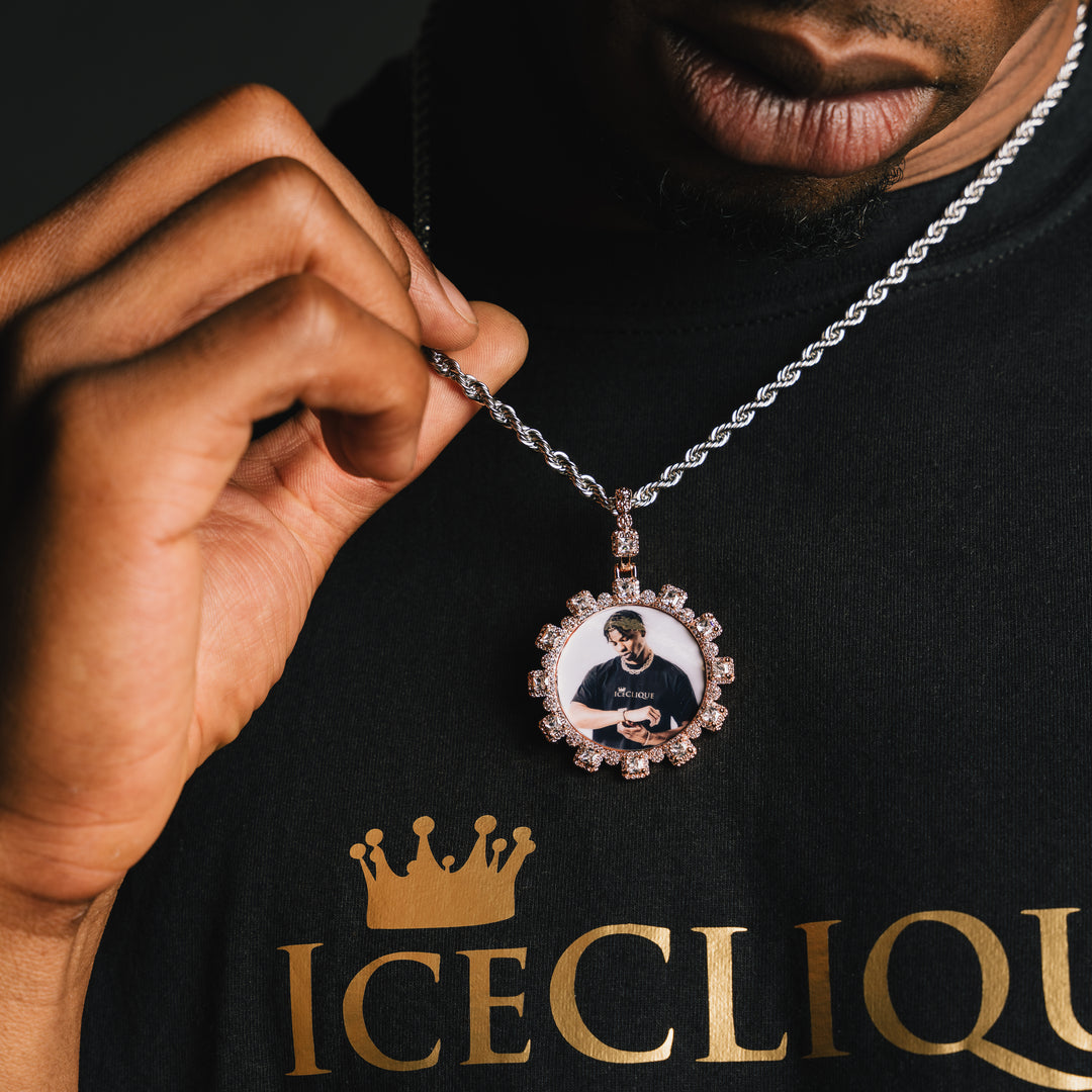 Baguette Gear Shaped Custom Photo Pendant - ICECLIQUE JEWELRY