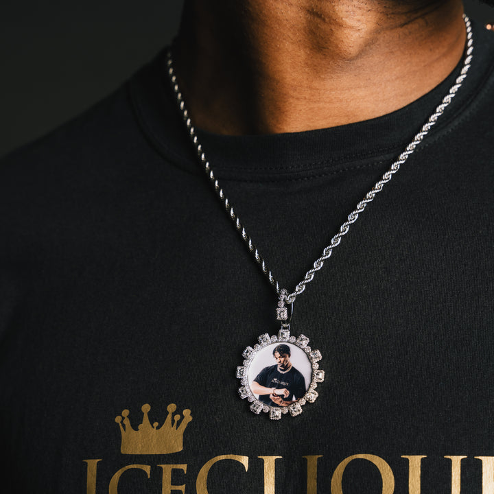 Baguette Gear Shaped Custom Photo Pendant - ICECLIQUE JEWELRY