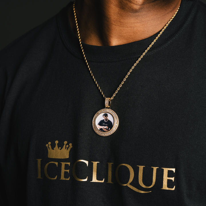 Round Baguette Custom Photo Pendant - ICECLIQUE JEWELRY