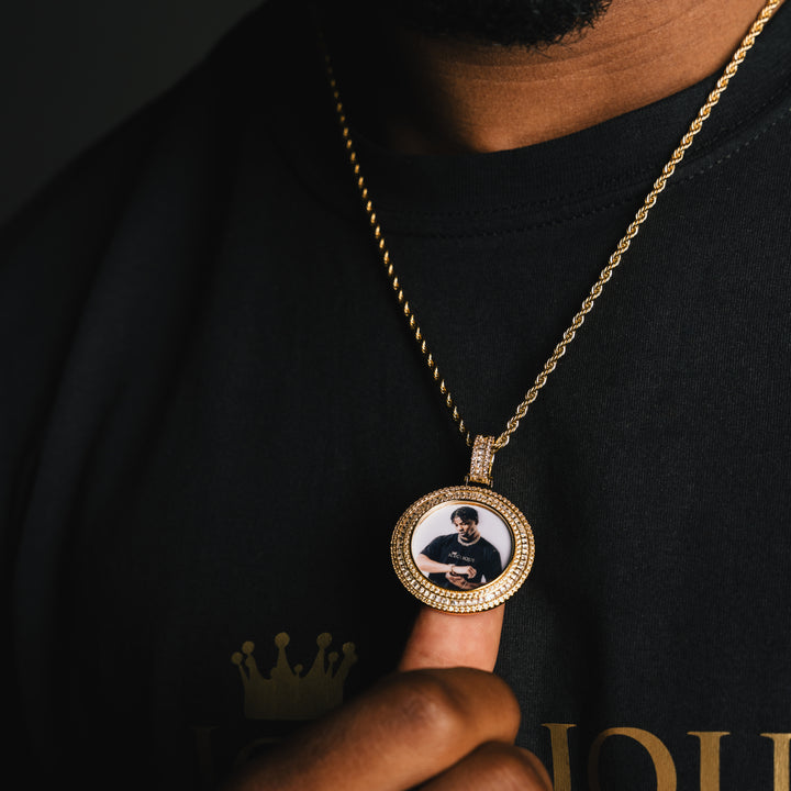 Round Baguette Custom Photo Pendant - ICECLIQUE JEWELRY