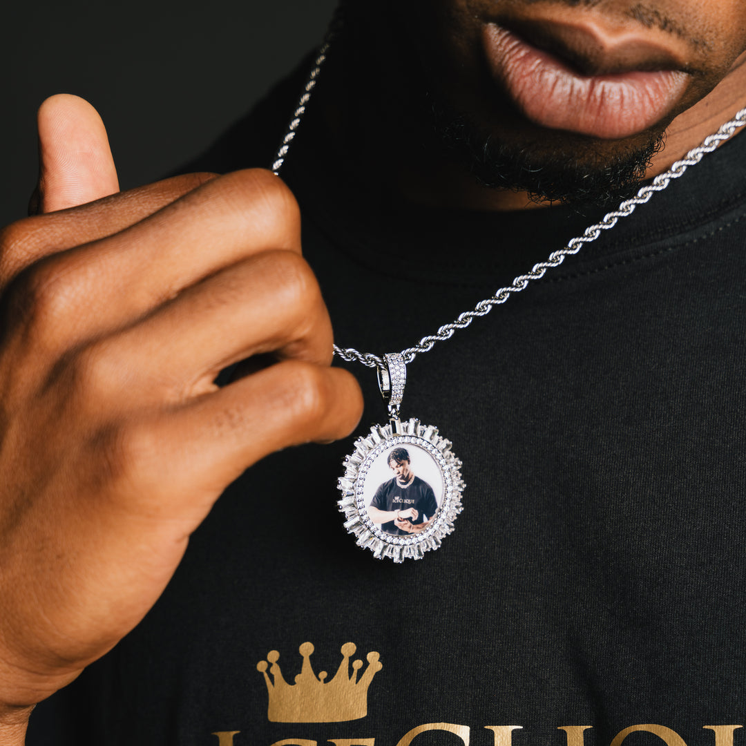 Iced Baguette Custom Photo Pendant - ICECLIQUE JEWELRY