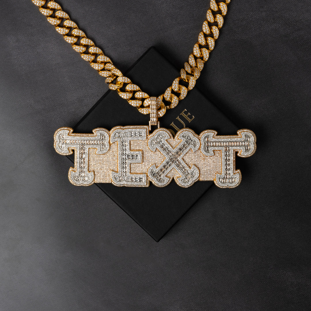 Custom Filled Baguette Letter Pendant - ICECLIQUE JEWELRY