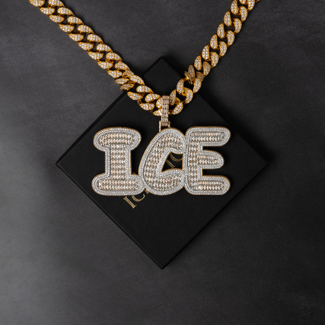 Custom Rounded Baguette Letter Pendant - ICECLIQUE JEWELRY
