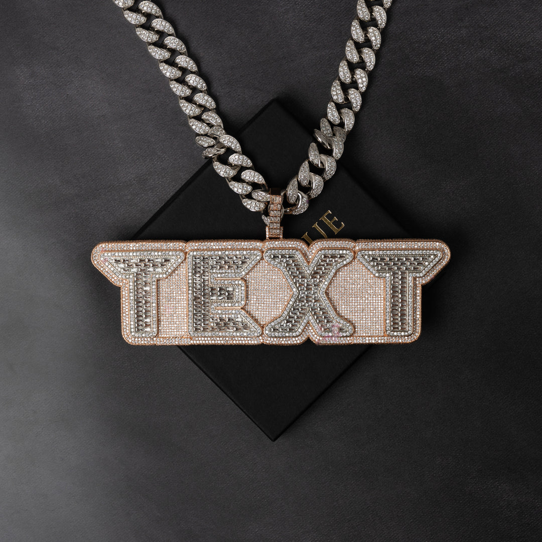 Custom VVS Baguette Neon Font Pendant - ICECLIQUE JEWELRY