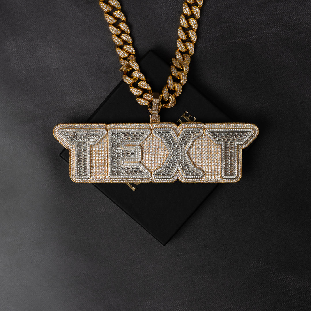 Custom VVS Baguette Neon Font Pendant - ICECLIQUE JEWELRY