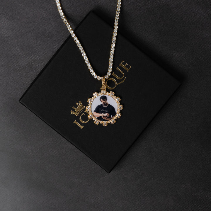 Baguette Gear Shaped Custom Photo Pendant - ICECLIQUE JEWELRY