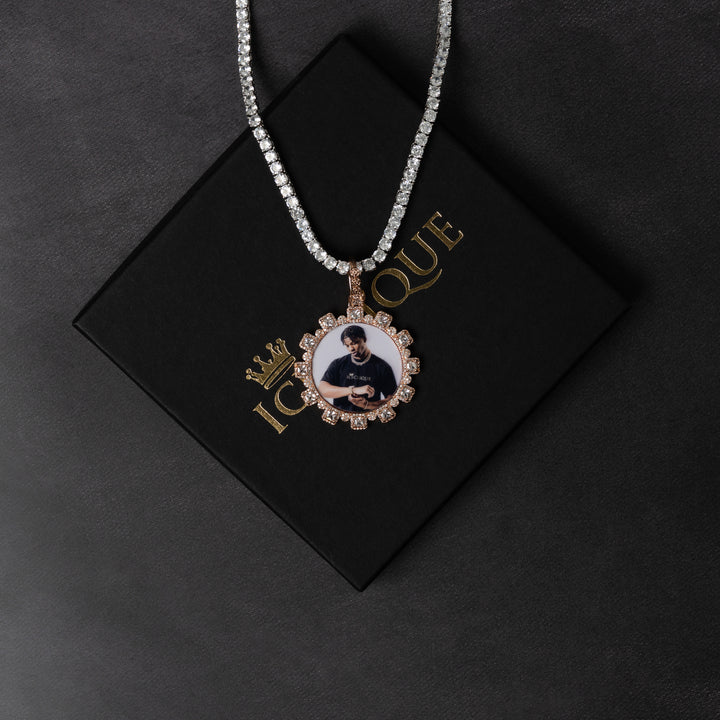 Baguette Gear Shaped Custom Photo Pendant - ICECLIQUE JEWELRY