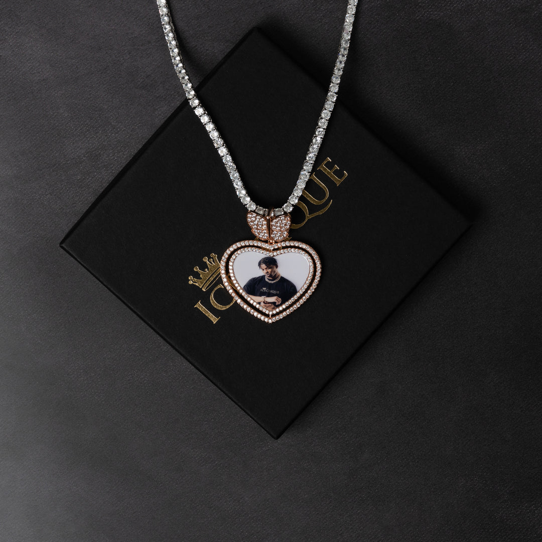 Butterfly Heart Custom Photo Pendant - ICECLIQUE JEWELRY