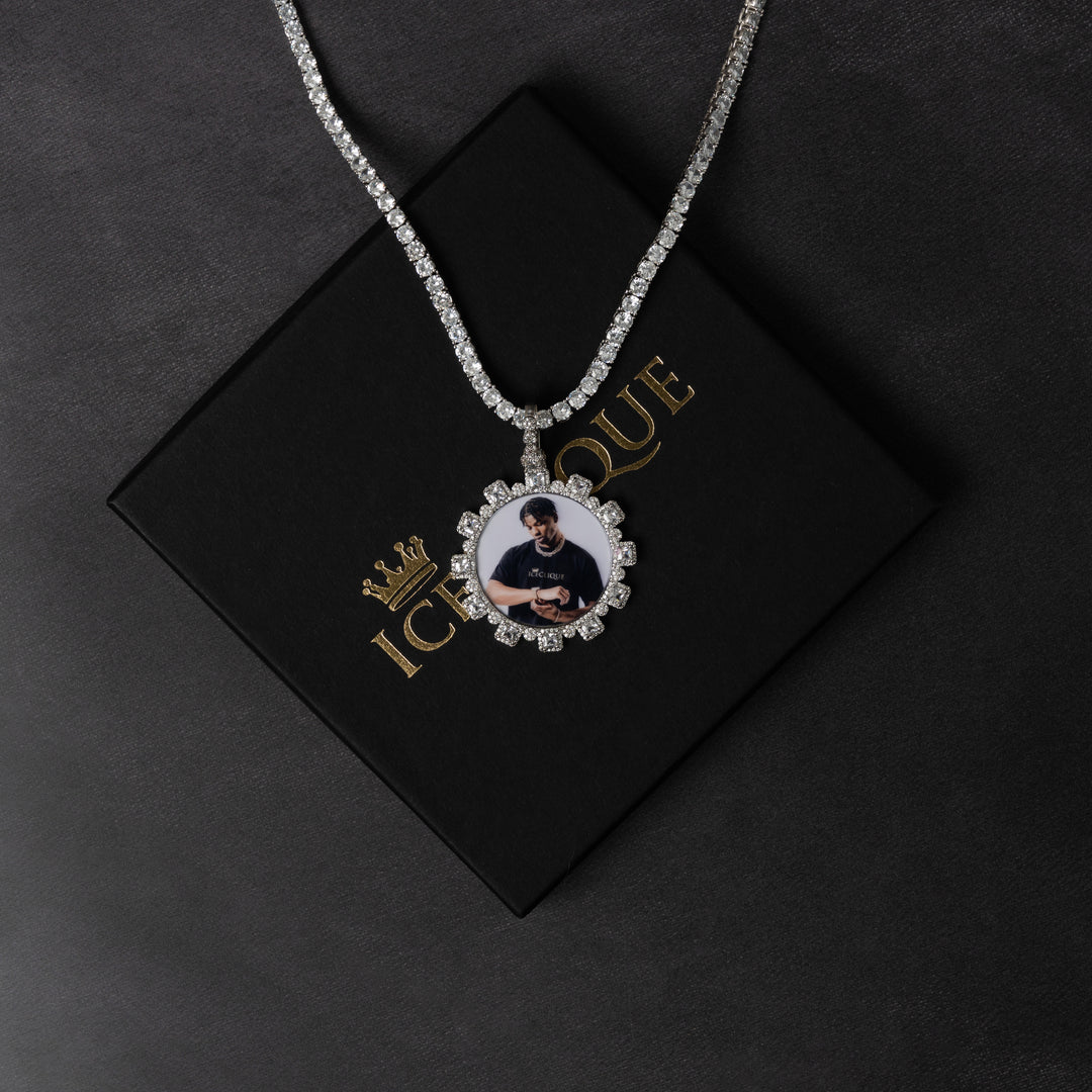 Baguette Gear Shaped Custom Photo Pendant - ICECLIQUE JEWELRY