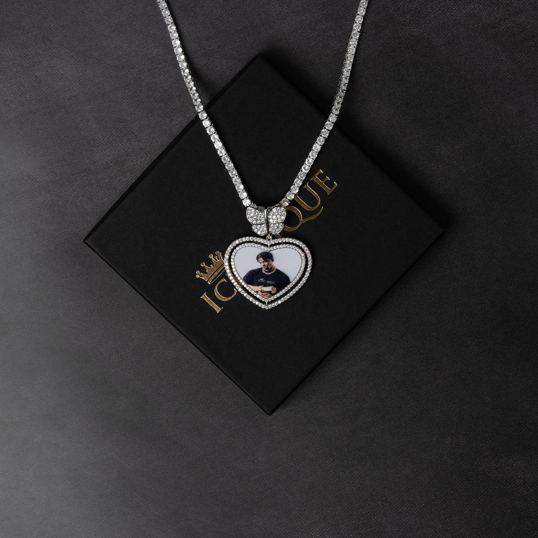 Butterfly Heart Custom Photo Pendant - ICECLIQUE JEWELRY
