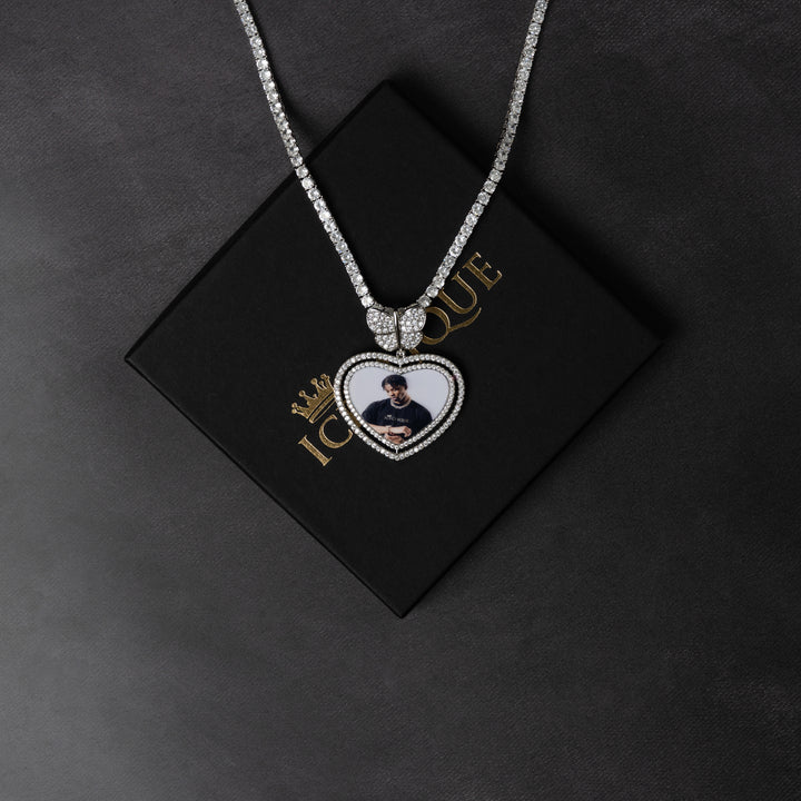 Butterfly Heart Custom Photo Pendant - ICECLIQUE JEWELRY