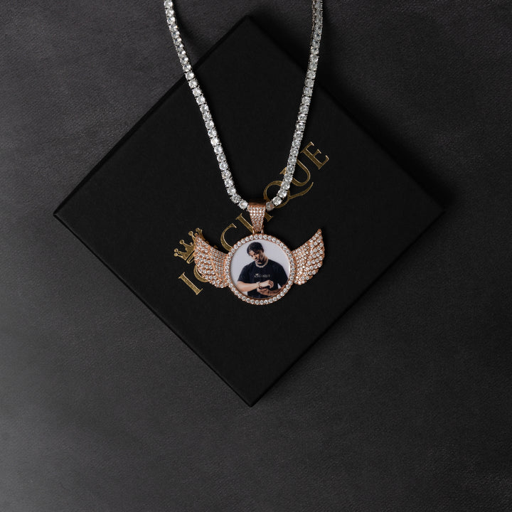 Winged Custom Photo Pendant - ICECLIQUE JEWELRY