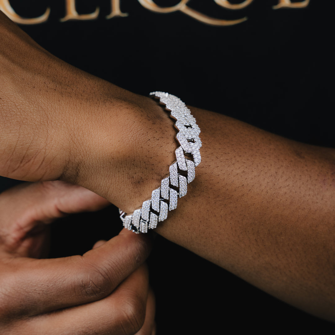 14MM Prong Cuban Bracelet - ICECLIQUE JEWELRY