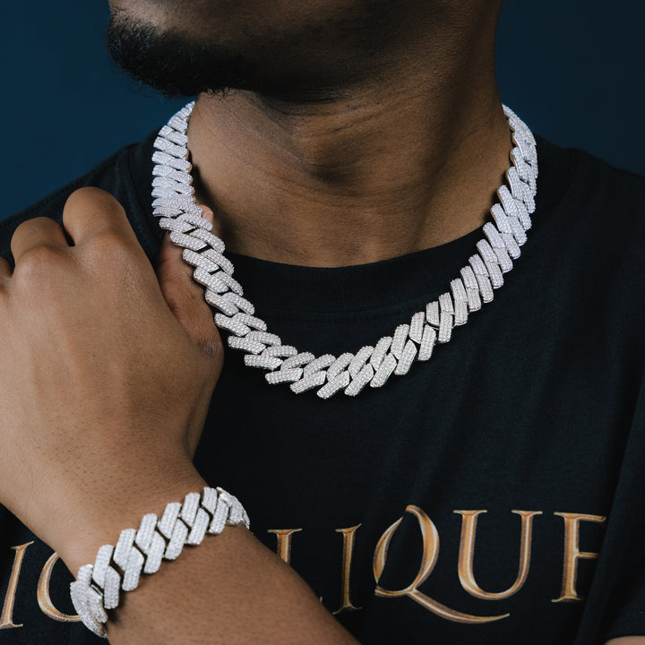 19MM VVS Micro Pave Cuban Chain & Bracelet Bundle - ICECLIQUE JEWELRY