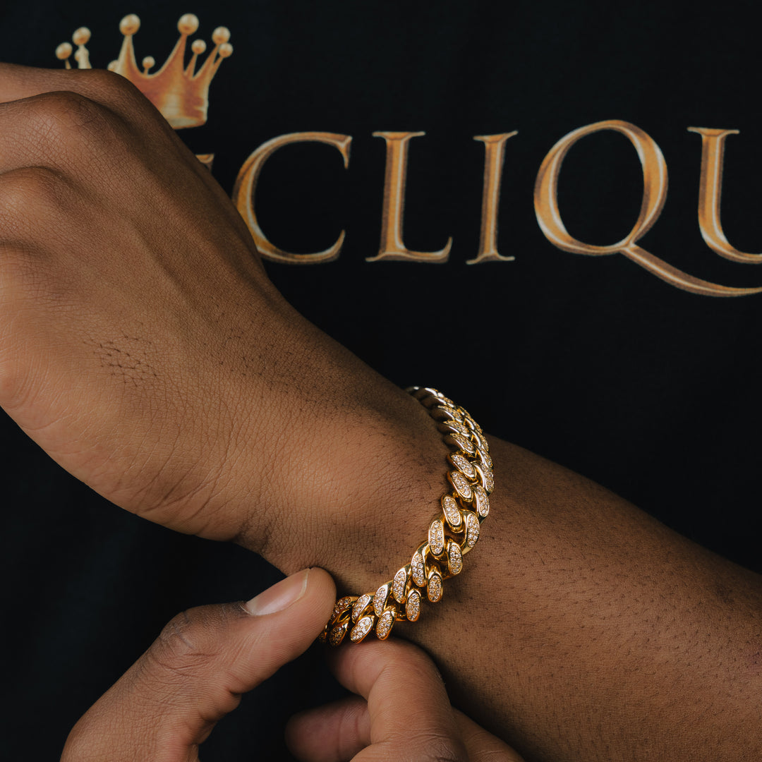 12MM Box Clasp Cuban Bracelet - ICECLIQUE JEWELRY