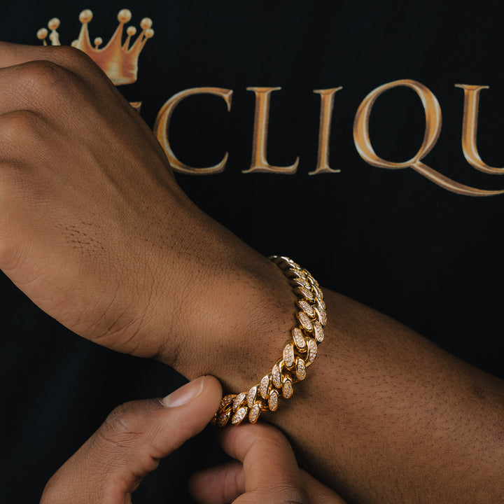 12MM Box Clasp Cuban Bracelet - ICECLIQUE JEWELRY
