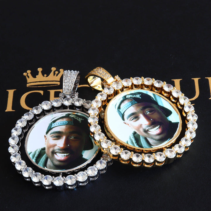 Iced Rotating Custom Photo Pendant - ICECLIQUE JEWELRY