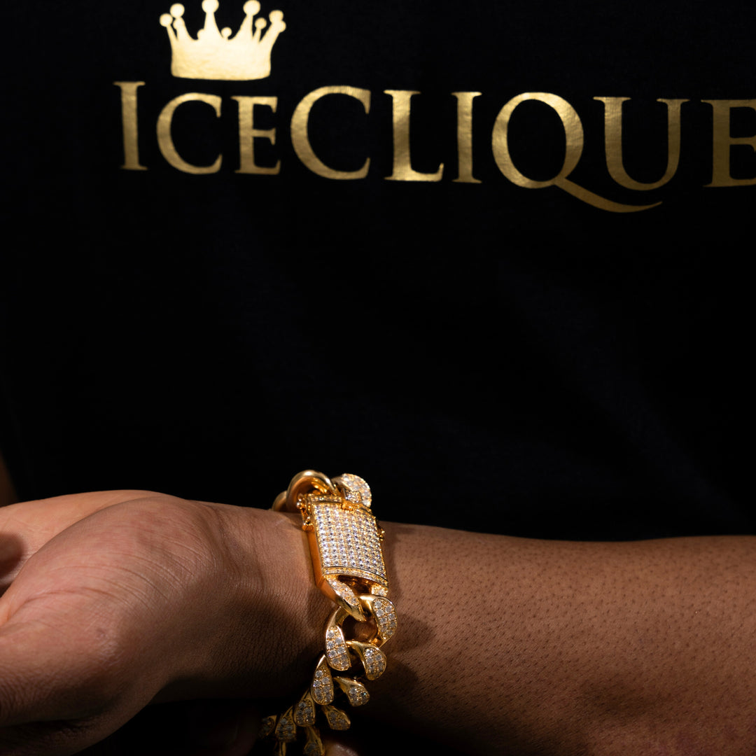 20mm Cuban Chain & Cuban Bracelet Bundle - Gold/White Gold - ICECLIQUE JEWELRY