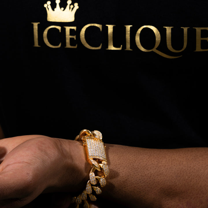 20mm Cuban Chain & Cuban Bracelet Bundle - Gold/White Gold - ICECLIQUE JEWELRY