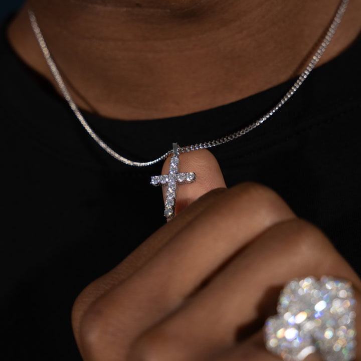 4.5ct Cross Pendant - Moissanite & S925 (Free S925 2mm Cuban Chain) - ICECLIQUE JEWELRY