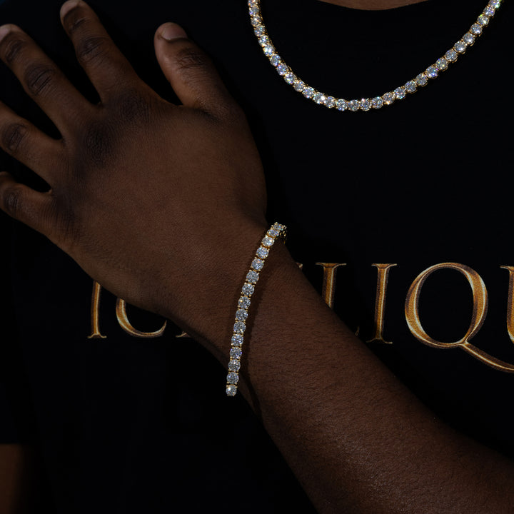 5mm Tennis Chain & 5mm Tennis Bracelet Bundle (Gold/White Gold) - ICECLIQUE JEWELRY