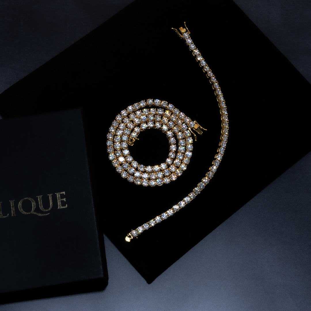 5mm Tennis Chain & 5mm Tennis Bracelet Bundle (Gold/White Gold) - ICECLIQUE JEWELRY