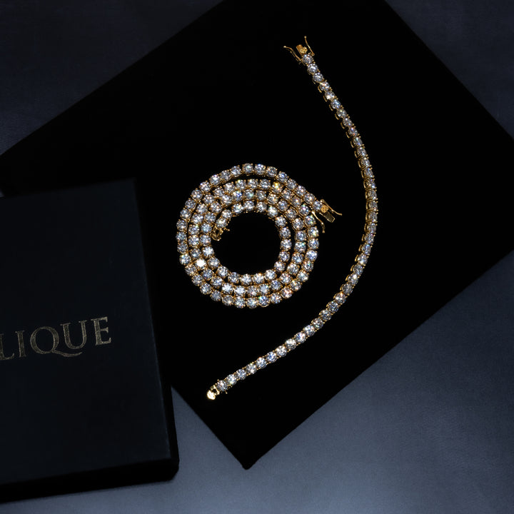 5mm Tennis Chain & 5mm Tennis Bracelet Bundle (Gold/White Gold) - ICECLIQUE JEWELRY