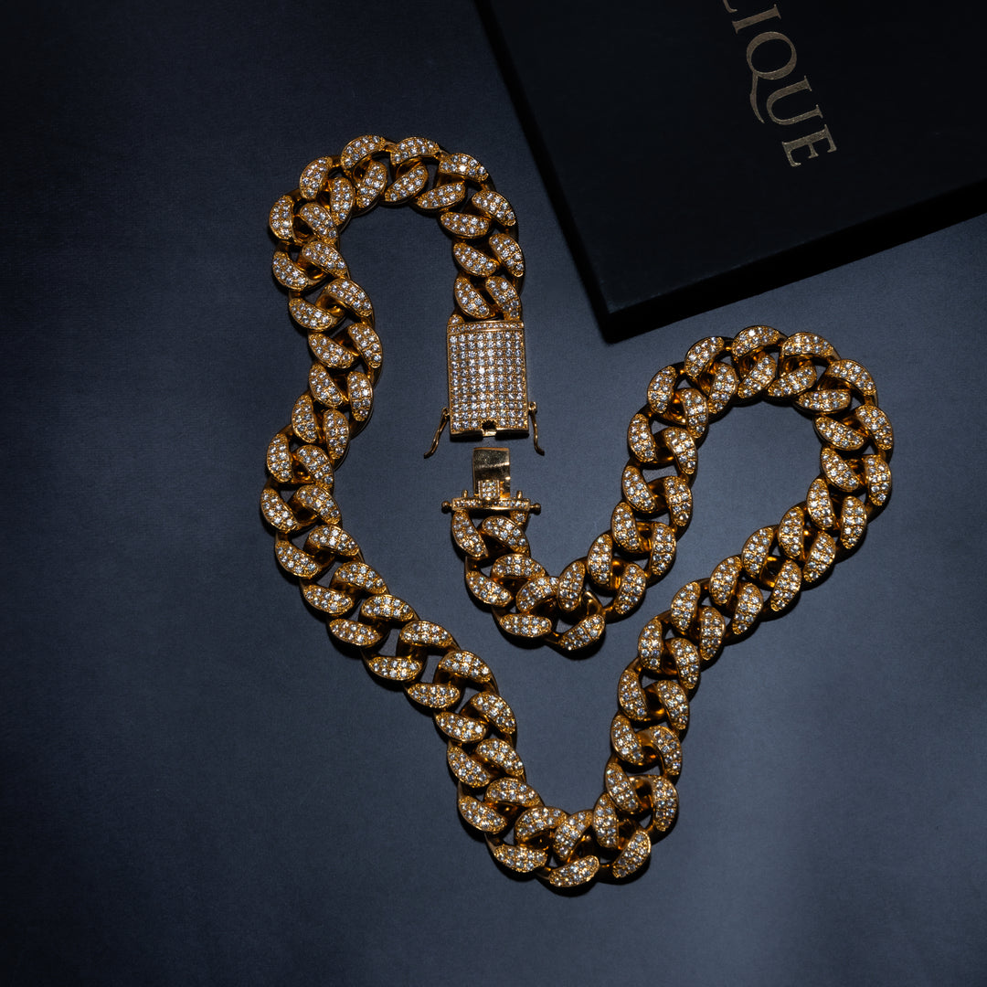 20mm Cuban Chain & Cuban Bracelet Bundle - Gold/White Gold - ICECLIQUE JEWELRY