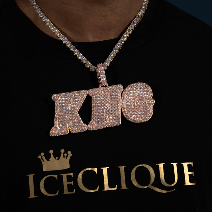 Custom Micro Pave Baguette Letter Pendant