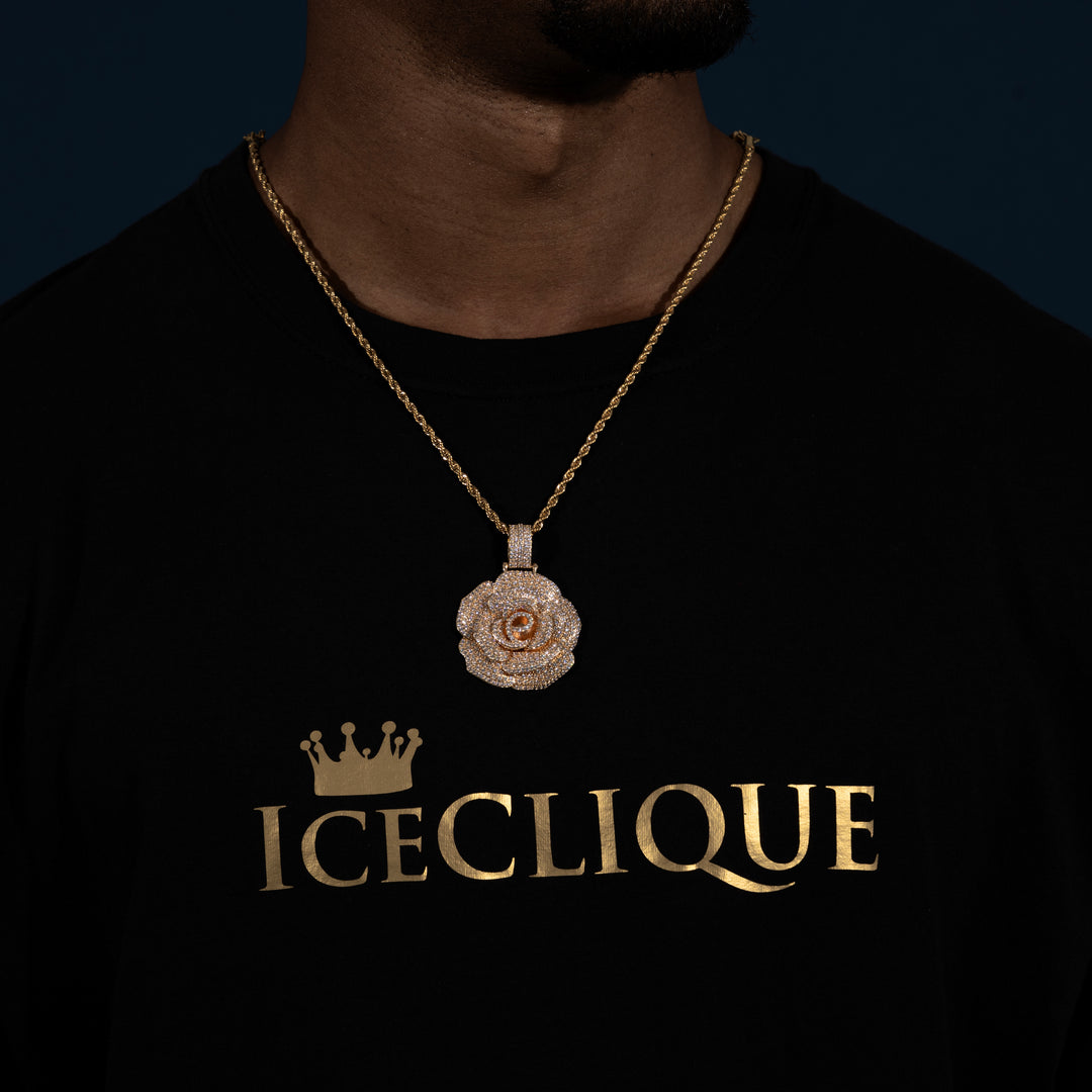 Micro Pave Rose Pendant
