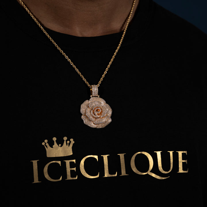 Micro Pave Rose Pendant