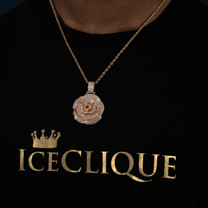 Micro Pave Rose Pendant