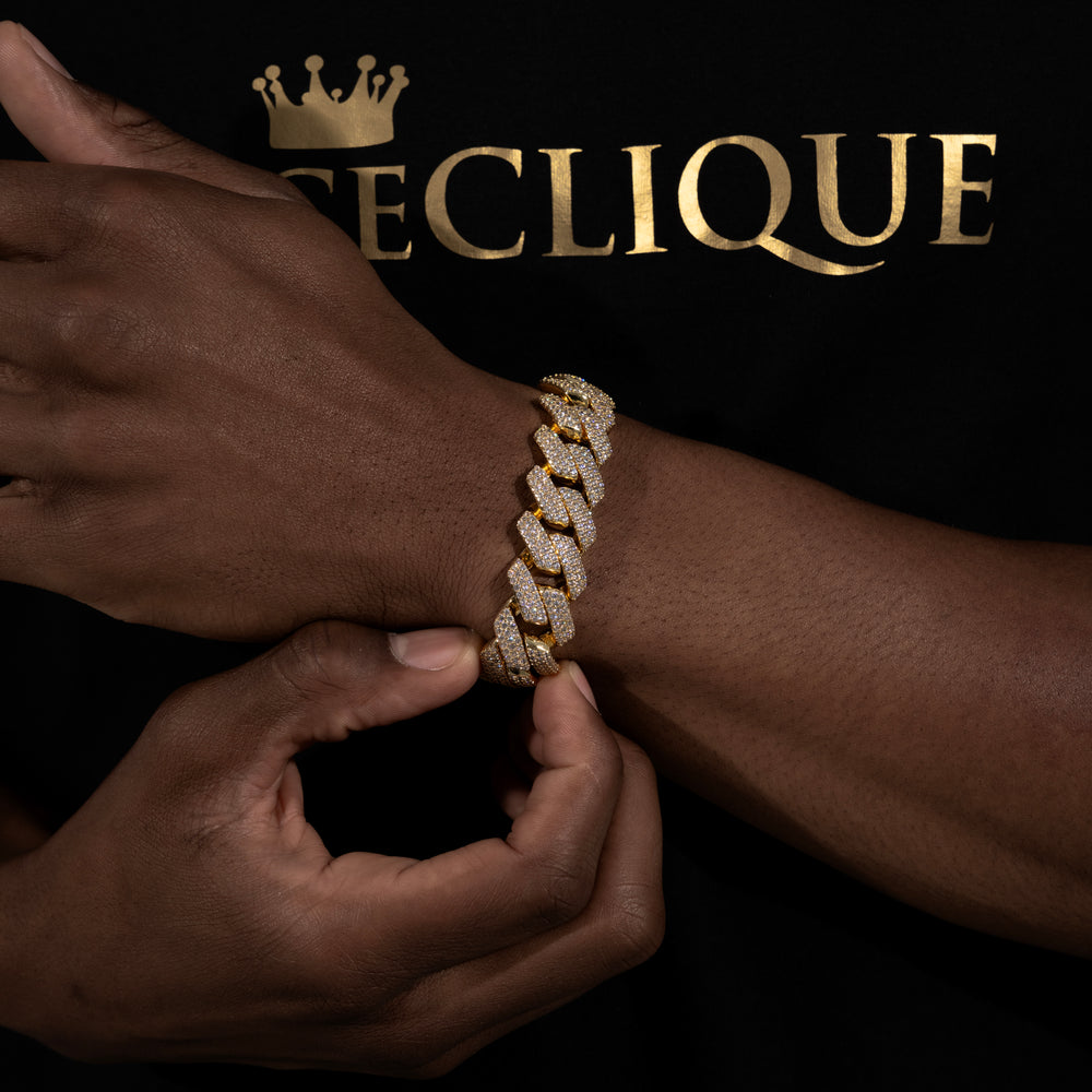 18MM Cuban Bracelet - Moissanite & S925 - ICECLIQUE JEWELRY 