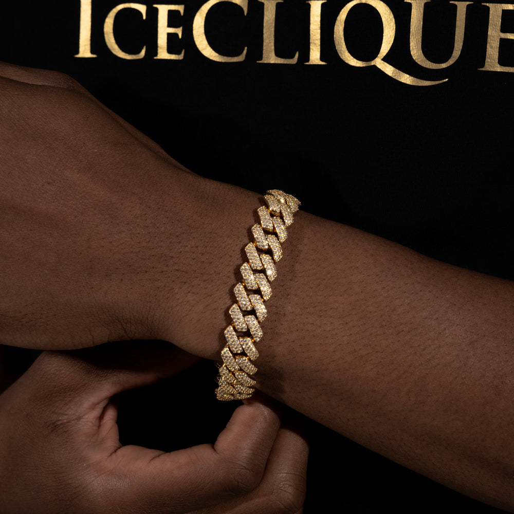 14MM Cuban Bracelet - Moissanite & S925 - ICECLIQUE JEWELRY 