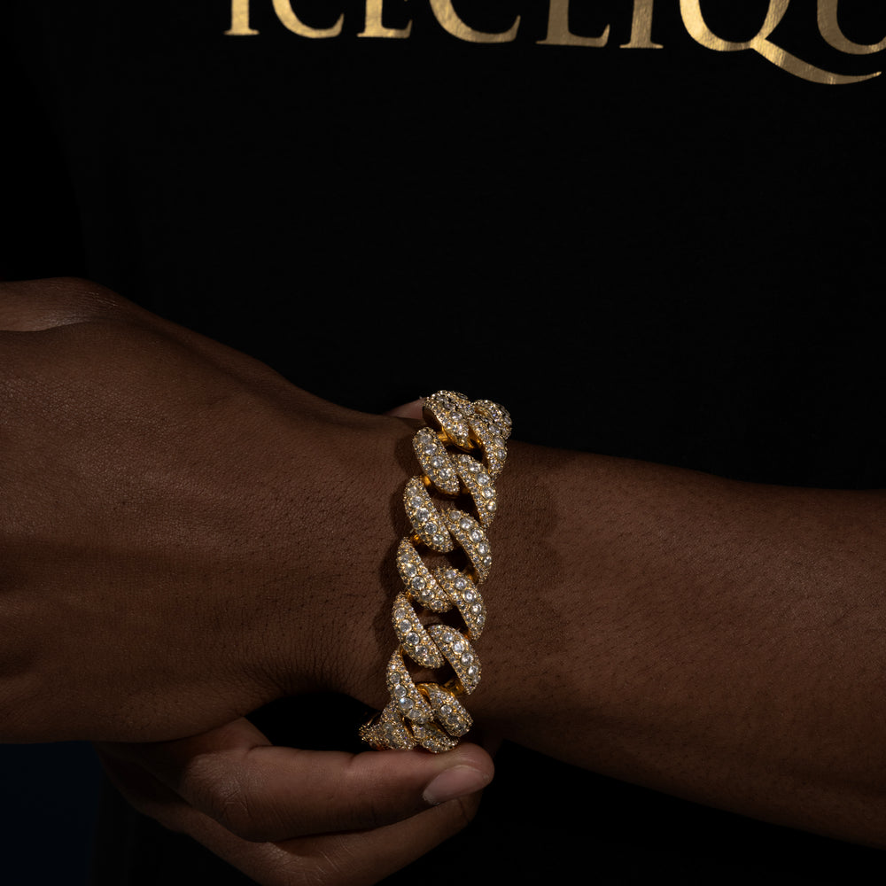 20MM Micro Pave Cuban Bracelet - Moissanite & S925 - ICECLIQUE JEWELRY 