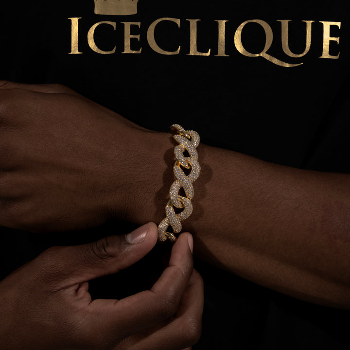 18MM Infinity Link Cuban Bracelet - Moissanite & S925