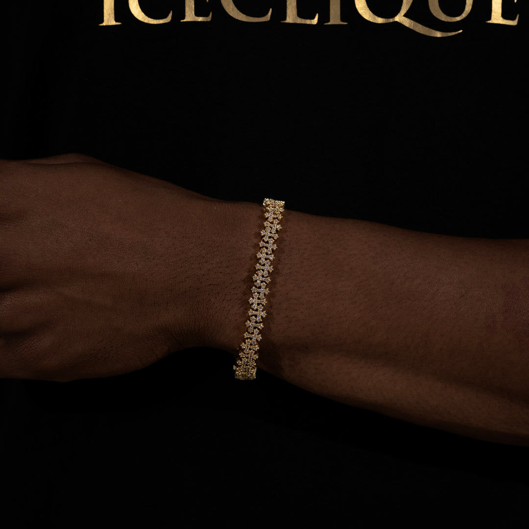 8MM Cross Cuban Bracelet - Moissanite & S925