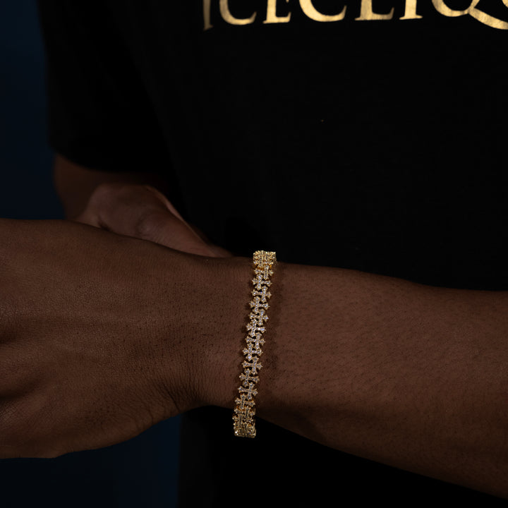 8MM Cross Cuban Bracelet - Moissanite & S925