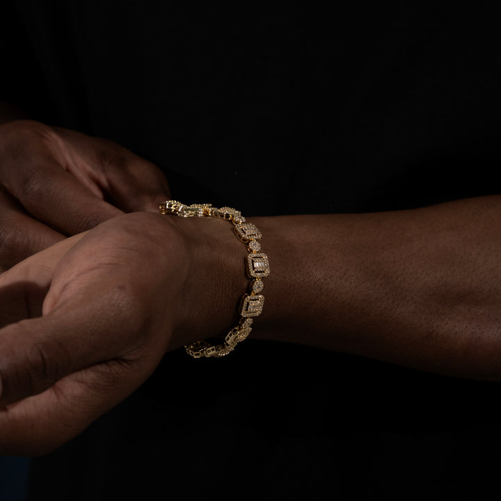 8MM Halo-Cluster Baguette Tennis Bracelet - Moissanite & S925 CHAIN3 (Copy) - ICECLIQUE JEWELRY 