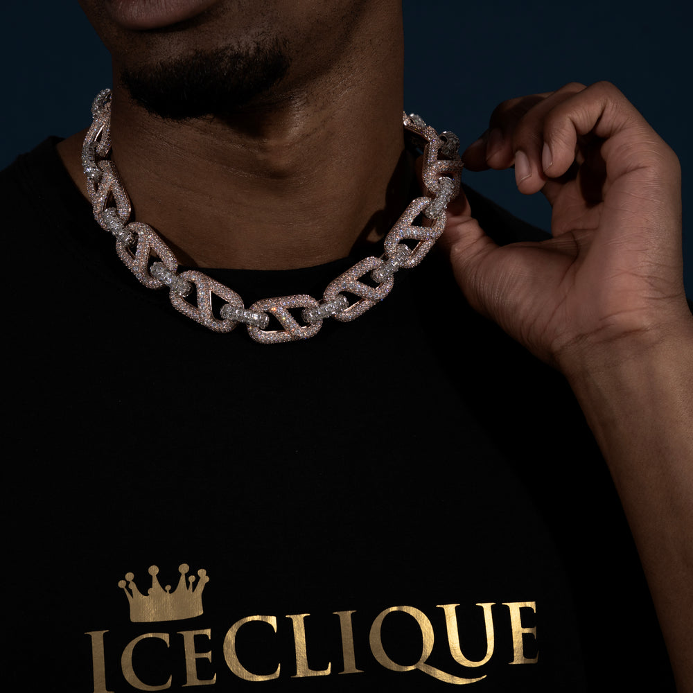 20MM Multi-Color Mariner Link Chain - Moissanite &S925 - ICECLIQUE JEWELRY 