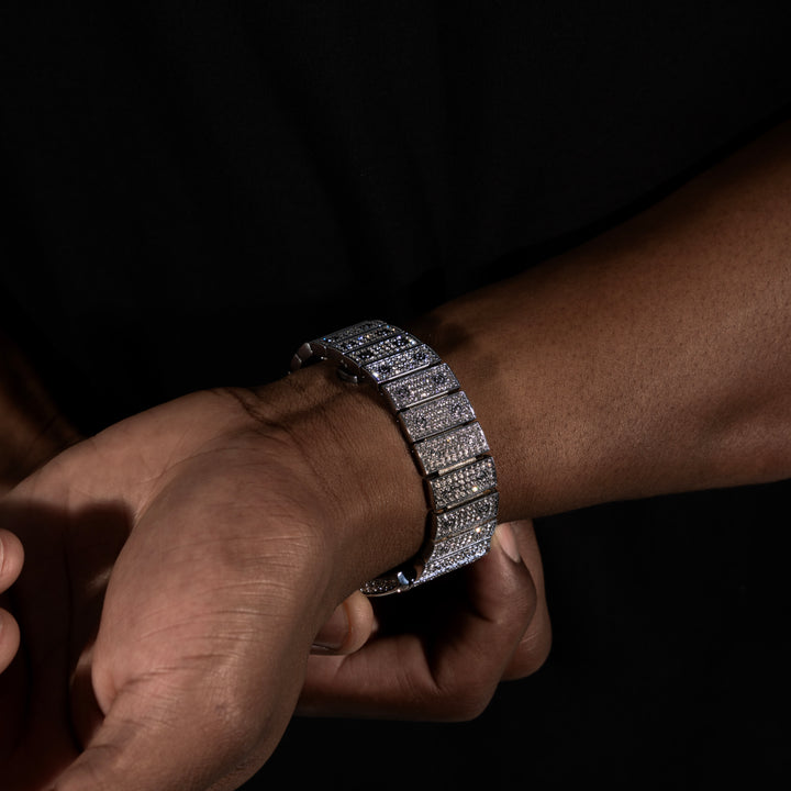 Micro Pave Square Dial Skeleton Watch